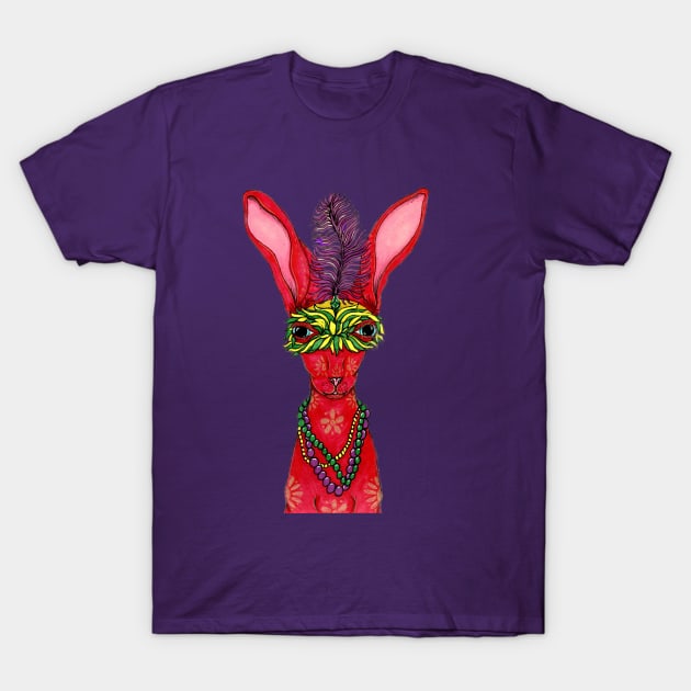 Chinese New Year Rabbit Celebrates Mardi Gras T-Shirt by Cottin Pickin Creations